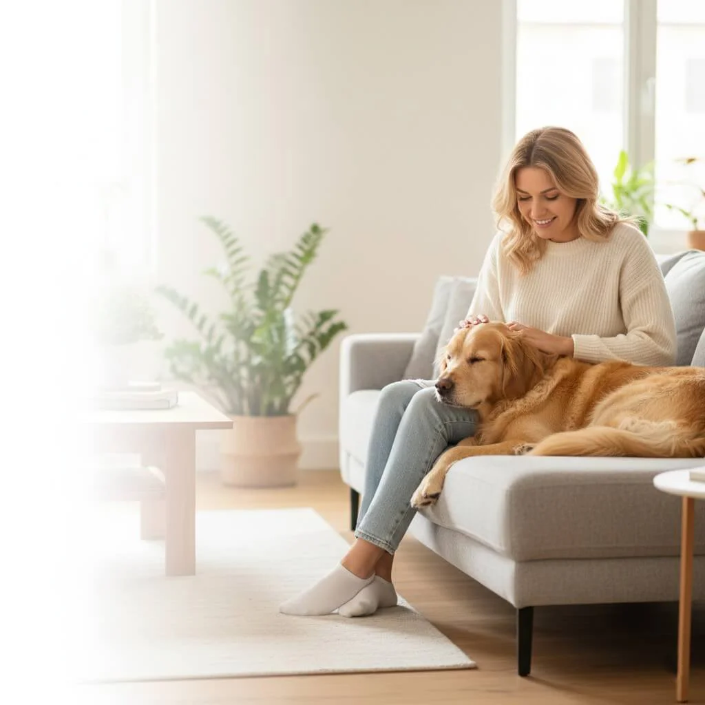 Un gardien s'occupe de la maison et des animaux d'une famille partie en vacances.