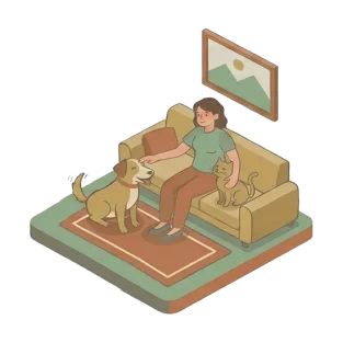 Propriétaire partant en vacances sereinement grâce à la garde d'animaux à domicile.