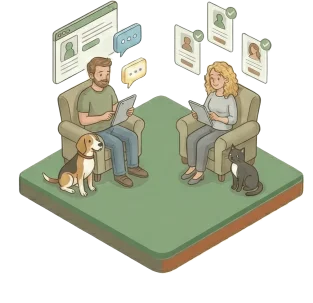 Échange sécurisé entre propriétaire et homesitter avant de valider la garde de maison.