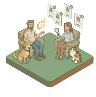 Recherche et candidature pour des missions de garde de chien à domicile.